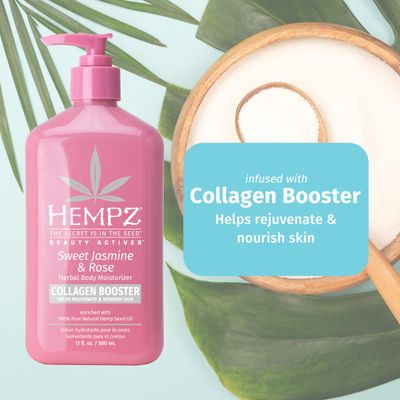 Hempz Sweet Jasmine &amp; Rose Herbal Body Moisturizer for Women, 17 Fl. oz. - Moisturizing Lotion with 100% Pure Hemp Seed Oil, Collagen, Shea Butter - Hydrating Vegan Lotion for Dry Skin