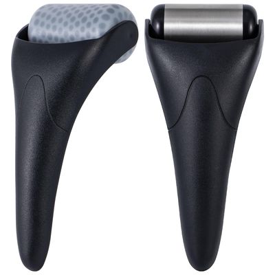 ooloveminso 2 Pack Ice Roller for Face - Stainless Steel &amp; Black Roller, Eye Puffiness Relief, Reduce Pain, Skin Care Face Massager Tools Self Care Gift for Men Women