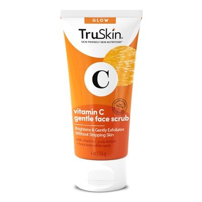 TruSkin Vitamin C Gentle Face Scrub - Brightening Daily Face Exfoliator for All Skin Types - Softens &amp; Smooths Skin with Vitamin C, Yuzu Lemon, and Exfoliating Bora Bora White Sand - 4 Fl. Oz