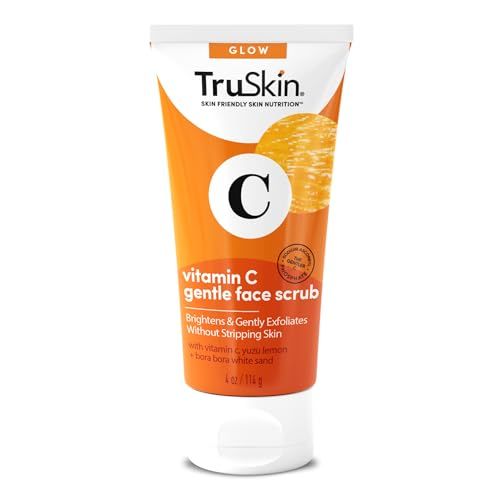 TruSkin Vitamin C Gentle Face Scrub - Brightening Daily Face Exfoliator for All Skin Types - Softens &amp; Smooths Skin with Vitamin C, Yuzu Lemon, and Exfoliating Bora Bora White Sand - 4 Fl. Oz