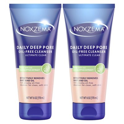 Noxzema Ultimate Clear Daily Deep Pore Oil-Free Cleanser for Soft, Smooth Skin - Noxzema Daily Face Wash for Women and Men, Noxzema Facial Cleanser for Acne Prone Skin, 6 Oz Ea (Pack of 2)