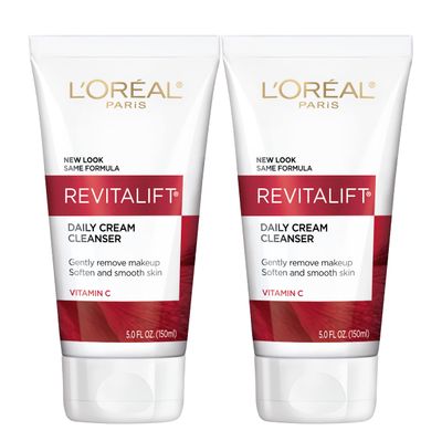 L&#39;Oreal Paris Revitalift Daily Cream Cleanser, Gentle Makeup Remover Face Wash with Vitamin C 5 fl. oz (Pack of 2)