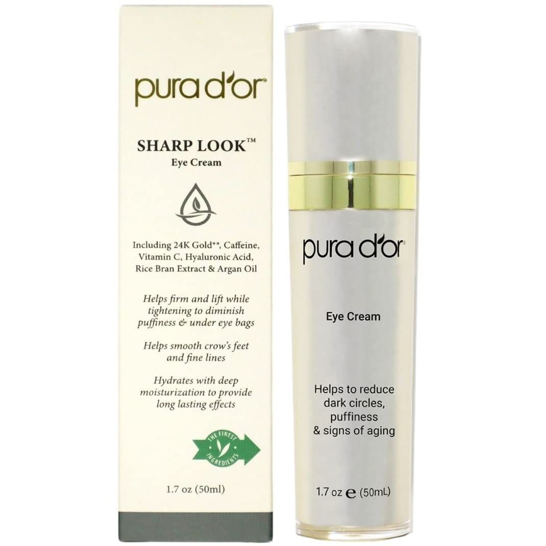 PURA D&#39;OR Sharp Look Eye Cream (1.7oz) Youth-Enhancing Eye Cream For Firm Lift and Reduced Appearance of Wrinkles and Fine Lines, Puffiness and Under Eye Bags With 24K Gold
