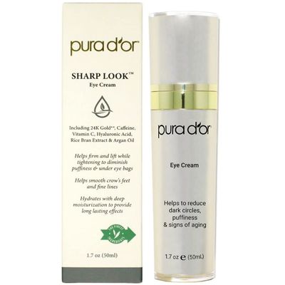 PURA D&#39;OR Sharp Look Eye Cream (1.7oz) Youth-Enhancing Eye Cream For Firm Lift and Reduced Appearance of Wrinkles and Fine Lines, Puffiness and Under Eye Bags With 24K Gold