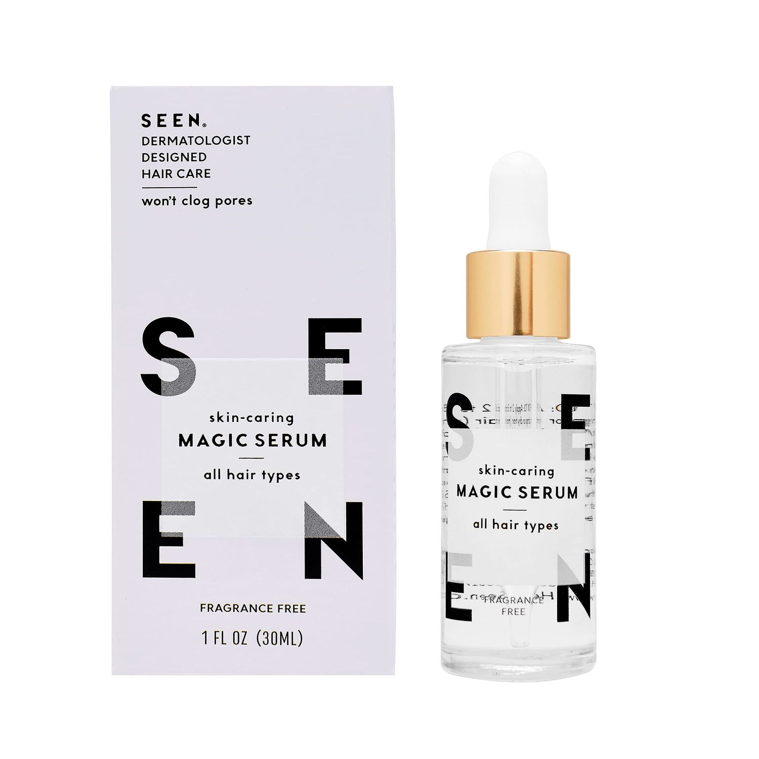 SEEN Magic Serum, Fragrance Free - Non-Comedogenic &amp; Sulfate-Free Hair Serum- Anti Frizz- Dermatologist-Developed - Safe for Sensitive, Eczema &amp; Acne Prone Skin