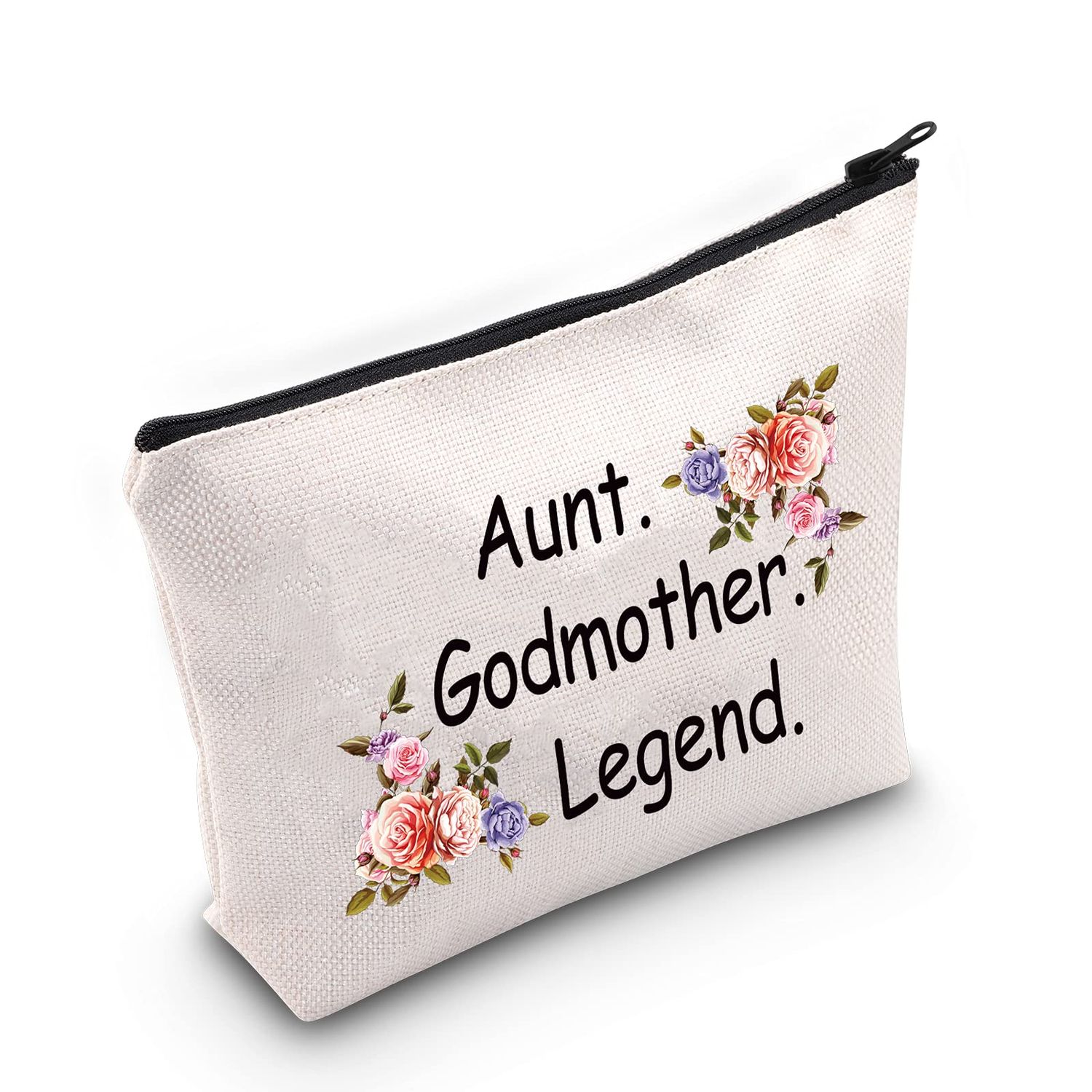 LEVLO Godmother Aunt Makeup Bags Godmother Gifts Aunt Godmother Legend from Godchild Baptism Christening Gift (Aunt Godmother Legend)