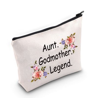 LEVLO Godmother Aunt Makeup Bags Godmother Gifts Aunt Godmother Legend from Godchild Baptism Christening Gift (Aunt Godmother Legend)