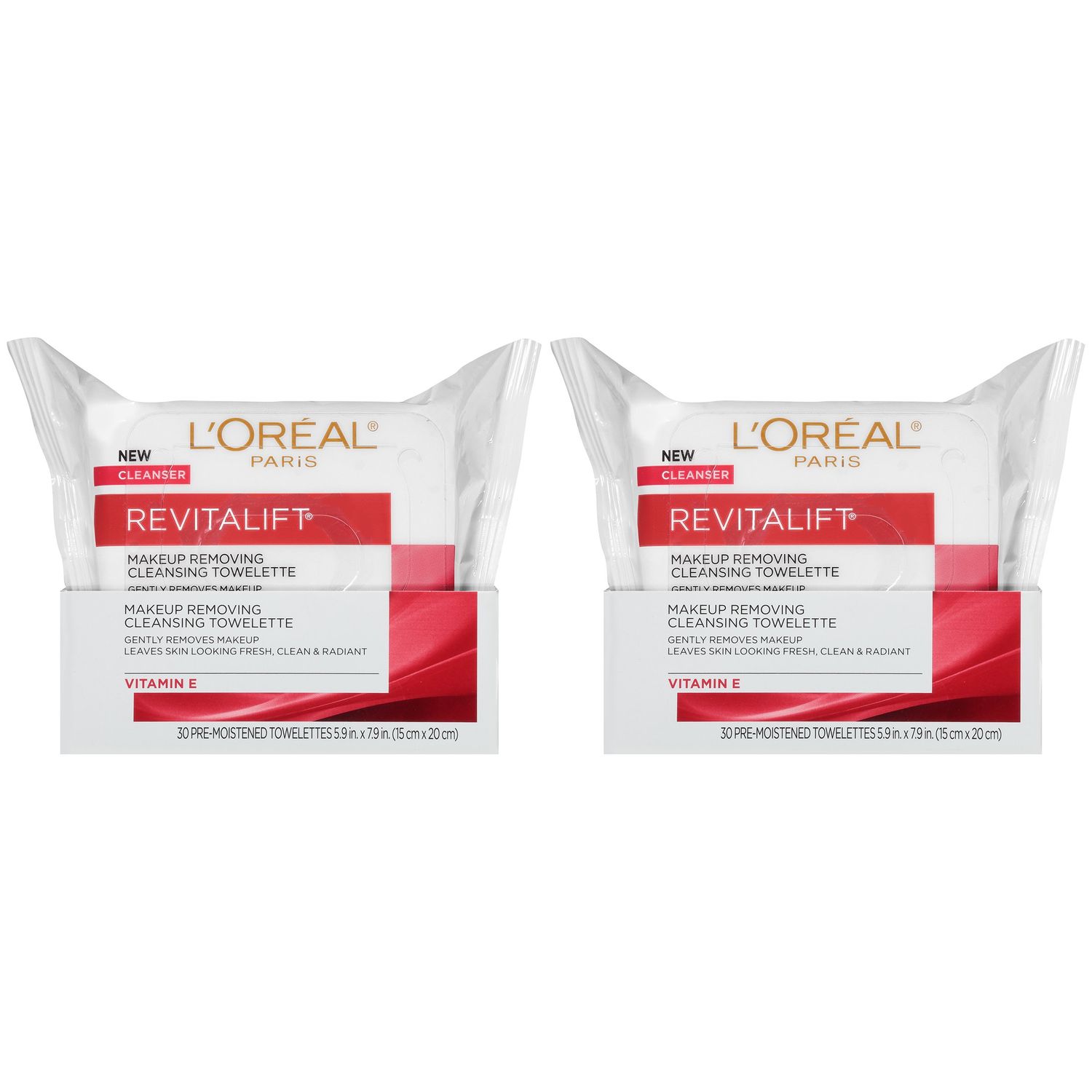 L&#39;Oreal Paris Revitalift Makeup Removing Facial Cleansing Towelettes with Vitamin E 30 ct. (Pack of 2)
