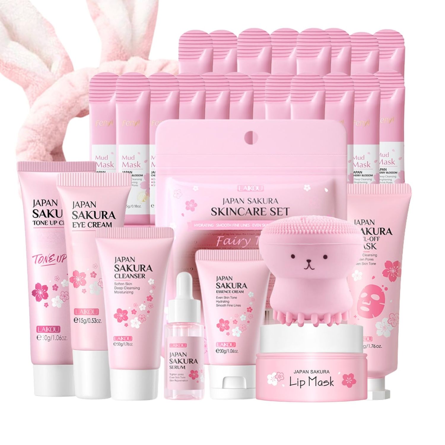 Skin Care Set Sakura Women Gifts - Skin Care for Teens 10-12 Gifts Japan - Skincare for Girls 10-12 - Gift Set for Women with Cleanser,Serum,Cream(One Size, 8PCS Sakura Scent)
