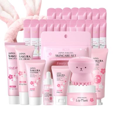 Skin Care Set Sakura Women Gifts - Skin Care for Teens 10-12 Gifts Japan - Skincare for Girls 10-12 - Gift Set for Women with Cleanser,Serum,Cream(One Size, 8PCS Sakura Scent)