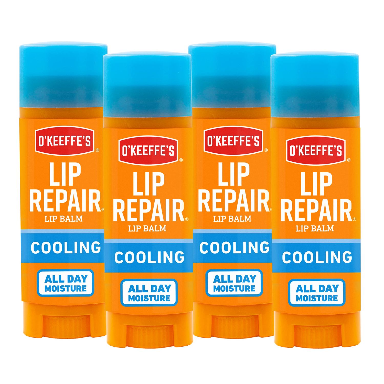 O&#39;Keeffe&#39;s Cooling Relief Lip Repair Lip Balm for Dry, Cracked Lips, Stick, (Pack of 4)