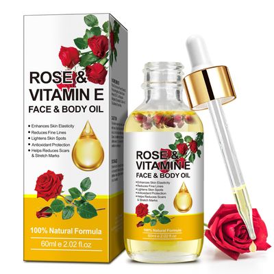 Xaarty Vitamin E Oil, Rose &amp; Vitamin E Oil, Pure and Natural Skincare Body Oil, Premium Grade Essential Oils for Skin Moisturizing, Anti-Aging, Reduce Pigmentation, Quickly Absorbed, 2.02 Oz