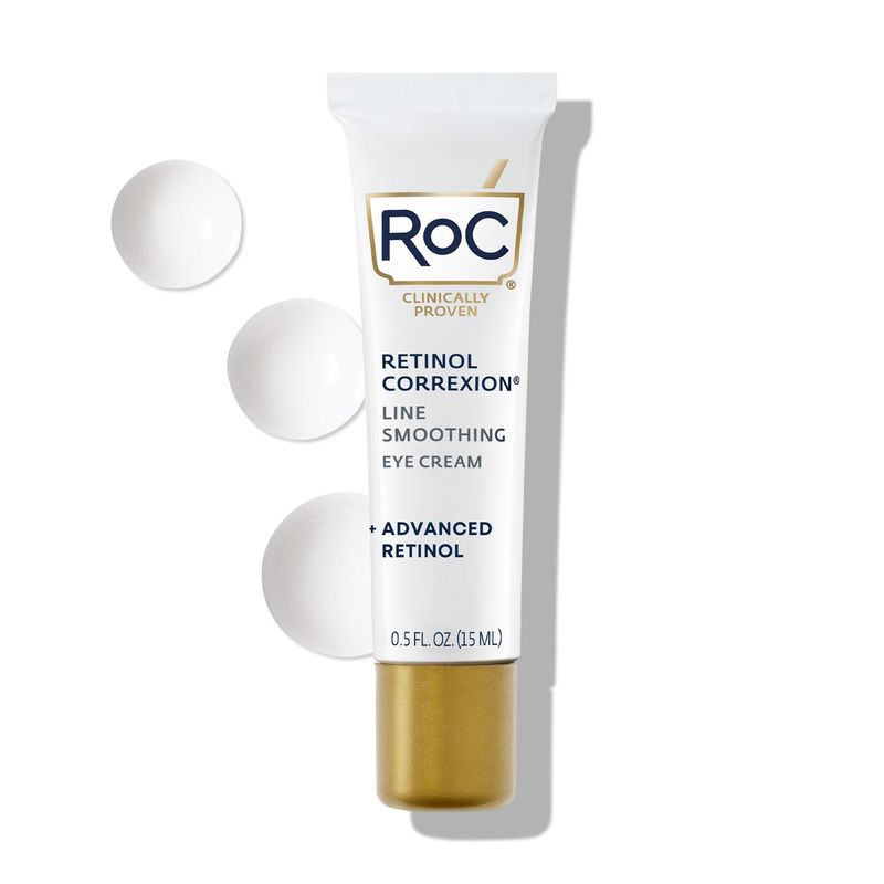 RoC Retinol Correxion Under Eye Cream for Dark Circles &amp; Puffiness, Daily Wrinkle Cream, Anti Aging Line Smoothing Skin Care Treatment, Stocking Stuffers for Men &amp; Women, 0.5 oz (Packaging May Vary)