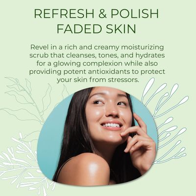 Sea El Coconut Kiwi Exfoliating Face Scrub Hydrating Calming & Purifying Anti Aging Exfoliator - Bamboo Pumice & Green Tea Detoxifying Exfoliant Facial Cleanser & Polish for Women & Men - 4 Oz