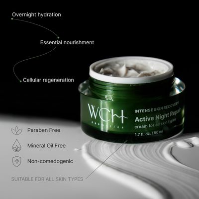 WCH Cosmetics Active Night Repair Face Cream with Antioxidants and Vitamin E - Anti-Aging Midnight Moisturizer for Fine Lines, Wrinkles - Intense Skin Recovery - 1.7 fl. oz. / 50 ml