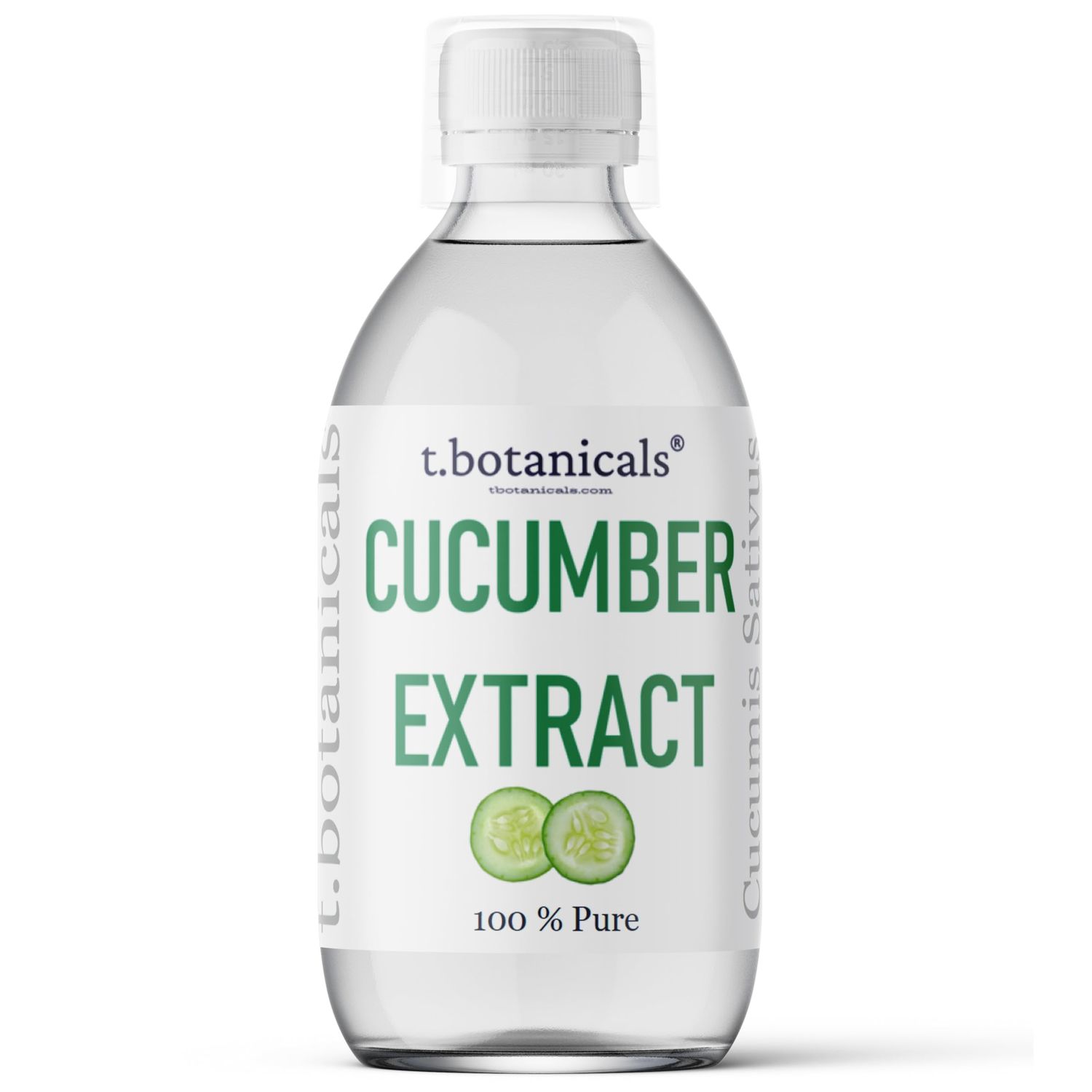 t.botanicals Pure Cucumber Extract Liquid Glycerite Alcohol Free Serum for Face Wash Mask Body Cosmetic Formulations and Skin Care Cream, Lotion, Shampoo, Conditioner Recipes (8 oz.)