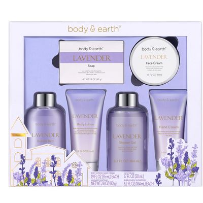 Spa Gifts for Women, Lavender Gift Set, Body &amp; Earth 6 Pcs Bath Gift Sets, Self Care Gifts, Birthday Gifts for Women, Relaxing Spa Set,Christmas Gifts