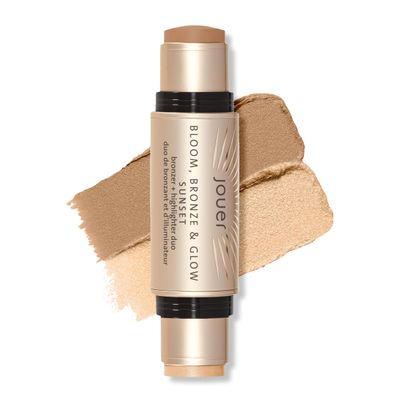Jouer Bloom, Bronze &amp; Glow Bronzer + Highlighter Stick - Cream Contour Makeup Stick - Hydrating Rose Hip Oil and Squalane Formula, Sunset