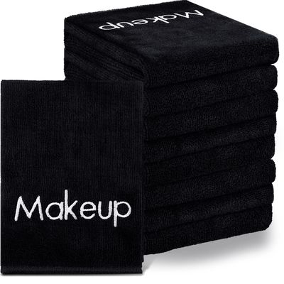 Shimeyao 20 Pack Makeup Washcloths Microfiber Makeup Remover Towels Reusable Quick Dry Face Wash Cloth Soft Washable Fingertip Facial Makeup Towels for Cleansing Hand and Make Up,13x13 Inch(Black)