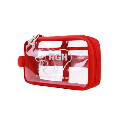 Rough Enough Clear Toiletry Bag Travel Cosmetic Makeup Toothbrush Case Pouch Organizer for Women Skincare Waterproof Traveling Essentials Red