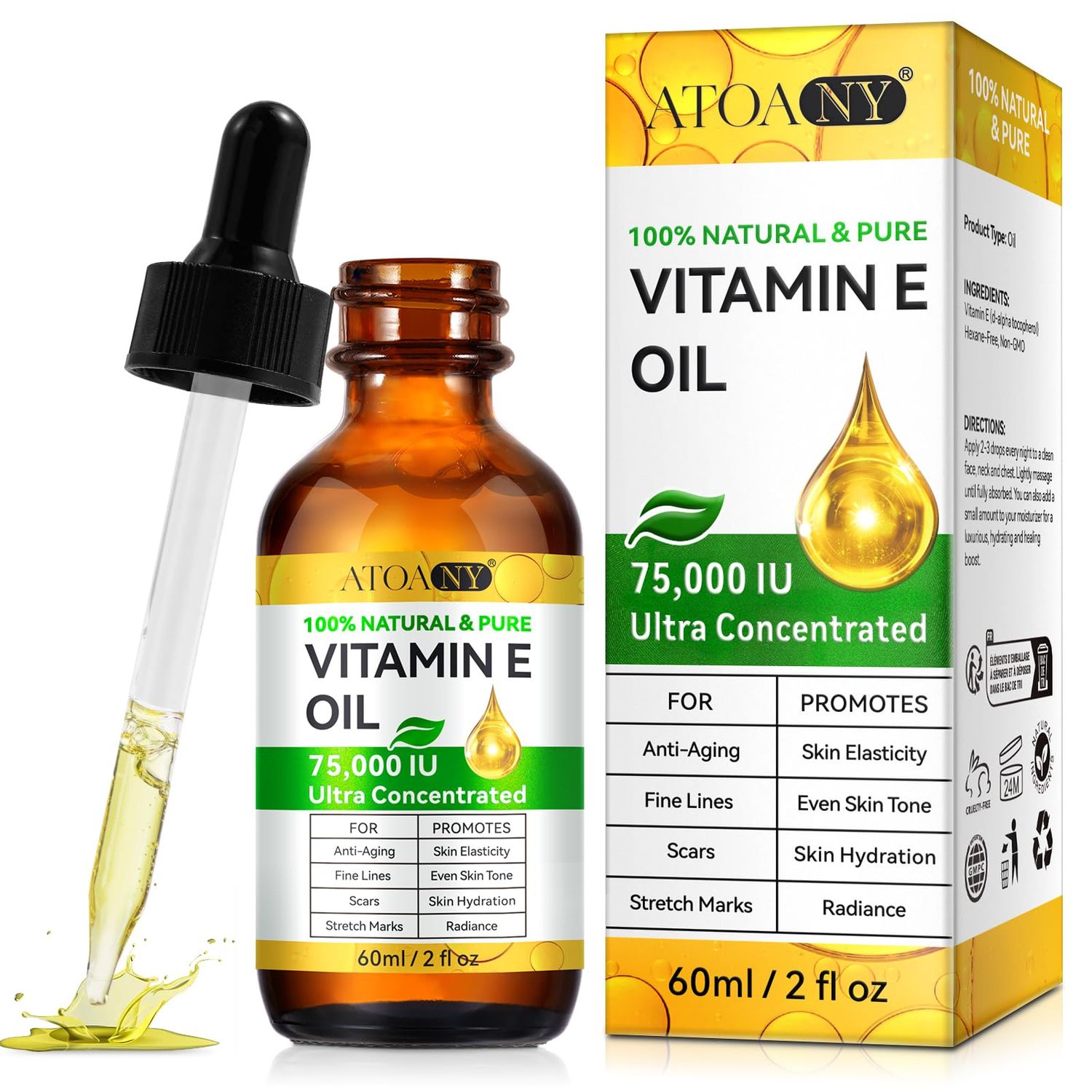 IKZEE Vitamin E Oil, Vitamin E Oil for Face, 75,000 IU Ultra Concentrated Pure Vitamin E Oil, Organic Vitamin E Oil for Skin