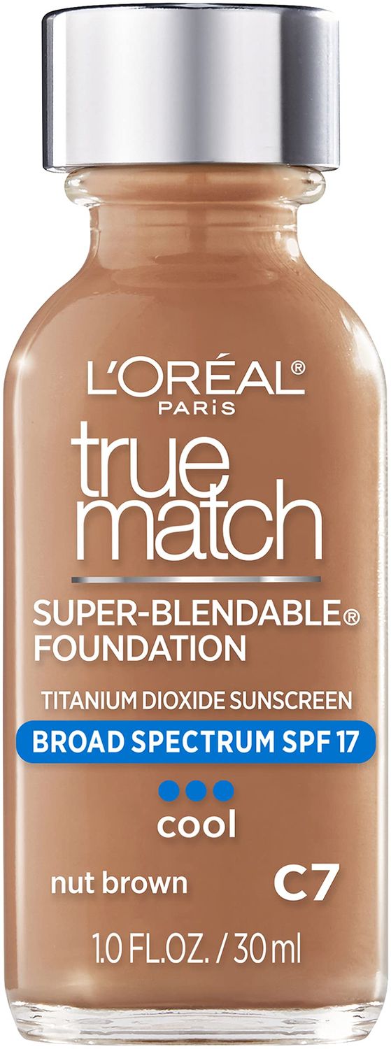 LOral Paris Makeup True Match Super-Blendable Liquid Foundation, Nut Brown C7, 1 Fl Oz,1 Count