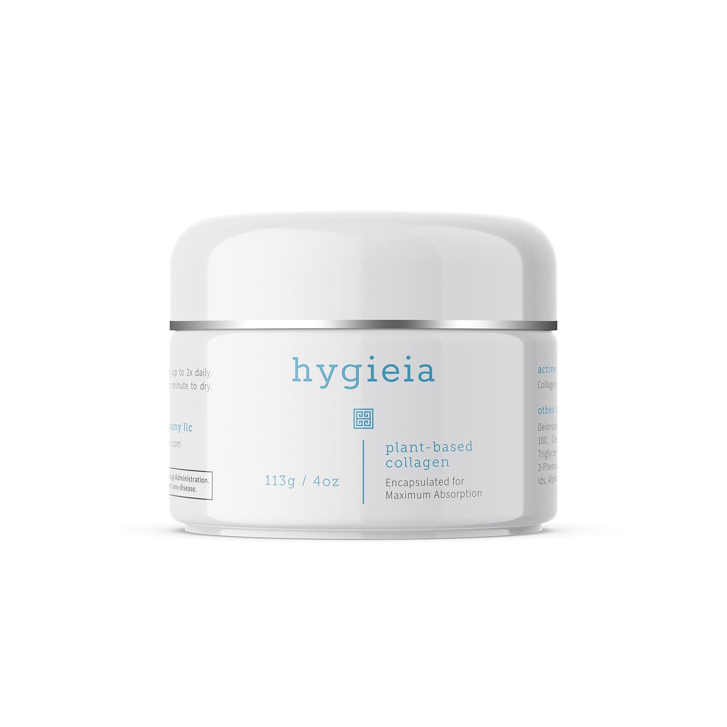 Hygieia Encapsulated Collagen Cream - Liposomal Cream for Face, Neck &amp; Body - Vegan Friendly Plant Based Collagen - Fast &amp; Deep Cellular Absorption - Day &amp; Night Cream for Firming &amp; Toning Skin, 4oz