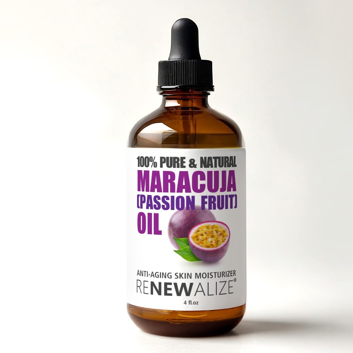 Renewalize Maracuja (Passion Fruit) Seed Facial Oil Skin Moisturizer for Face | Cold Pressed and Unrefined | For All Skin Types | Large 4 fl oz bottle