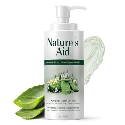 Nature&#39;s Aid Original Skin Gel with Aloe Vera Extract for Dry, Flaky &amp; Itchy Skin | Facial Acne, Brown Spots, Toner &amp; Cleanser | Sunburn | Skin Rashes | Bug Bites &amp; Stings | Shaving, Waxing &amp; Laser