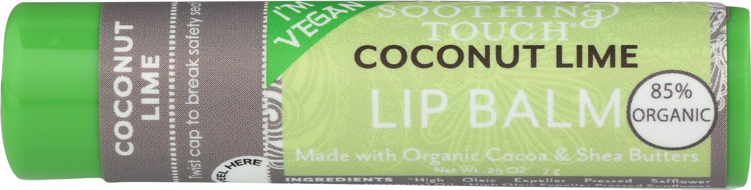 Soothing Touch Lip Balm, Organic Coconut Lime, .25 Ounce