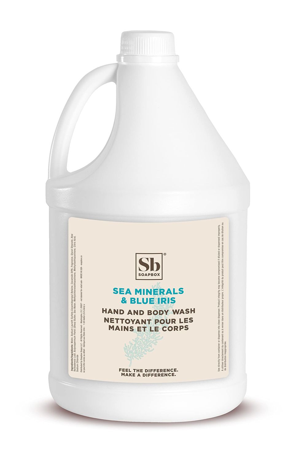 Soapbox Liquid Hand Soap &amp; Body Wash, Sea Minerals &amp; Blue Iris - Gentle, Moisturizing Hand &amp; Body Cleanser, Vegan, Cruelty Free Hand Soap Refill for Bathroom, Kitchen, Professional Use - Gallon Size