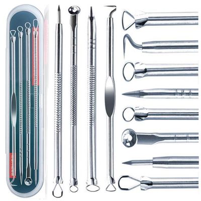 ZTRHYOO Blackhead Remover Pimple Comedone Extractor Tool Best Acne Removal Kit - Treatment for Blemish, Whitehead Popping, Zit Removing for Nose Face Skin with Case (Sliver, 4 Piece Set)