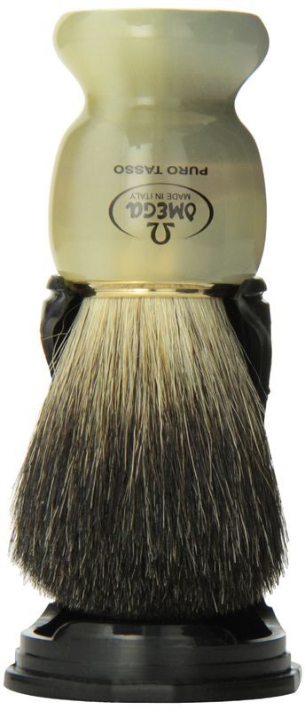 Omega 63171 Stripey 100% Pure Badger Shaving Brush with Stand