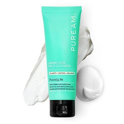 PURE&#39;AM - Gentle Face Wash with Amino Acids, Salicylic Acid - 4.05 Fl.oz, 120ml - Korean Face Cleanser - Clarifying, Foaming, Deep Pore Cleaning, pH Balancing, Oil Control - Authentic Korean Skin Care
