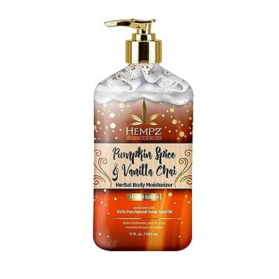 Limited Edition Pumpkin Spice &amp; Vanilla Chai Herbal Moisturizing Body Lotion (17 oz) - Fall Scented for Women or Men with Dry or Sensitive Skin - Hydrating Moisturizer for Daily Radiance