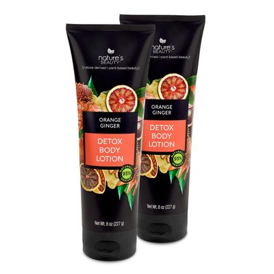 Nature&#39;s Beauty Orange Ginger Detox Body Lotion Multi-Pack - Lightweight, Non-Greasy Moisturizer, Improve Skin Tone+Texture Made w/Vitamin C, Sunflower + Almond + Avocado Oils 8 oz (2 Pack)