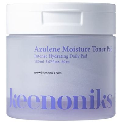 Keenoniks Moisturizing Toner Pads for Face - Azulene Moisturizer Facial Essence &amp; Hydrating Sheet Masks Pads Helps Skin Barrier, Hydrating Skincare for Dry, Sensitive Skin Toner - 80ea (5.07 Oz)