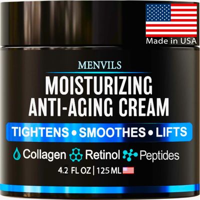Mens Face Moisturizer Cream - Anti Aging &amp; Wrinkle Cream - Face Moisturizer For Men with Collagen, Retinol, Peptides, Jojoba Oil - Facial Skin Care Lotion - Day &amp; Night - 4.2 OZ