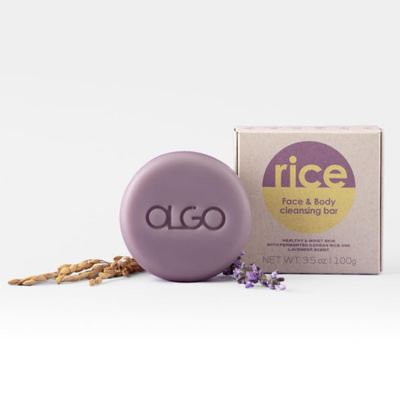 OLGO Rice Cleansing Bar 3.5 oz - Soap-free cleansing bar for face and body | crystal clear &amp; moist skin with fermented Korean rice water and natural lavender oil | vegan, sustainable formula