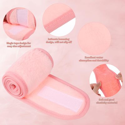 obeoby 6 Pack Spa Facial Headbands for Women, Adjustable Face Wash Headband Coral Fleece Skincare Headband Make Up Wrap Head for Washing Face Shower Yoga
