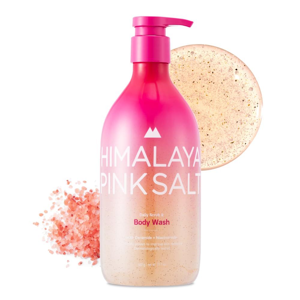 HIMALAYA PINKSALT Daily Scrub &amp; Body Wash - Exfoliating Body Scrub, Dead Sea Salt &amp; Himalayan Pink Salt, Natural Moisturizing Body Wash, Retinol &amp; Hyaluronic Acid Shower Gel, Korean Skincare 21.1oz