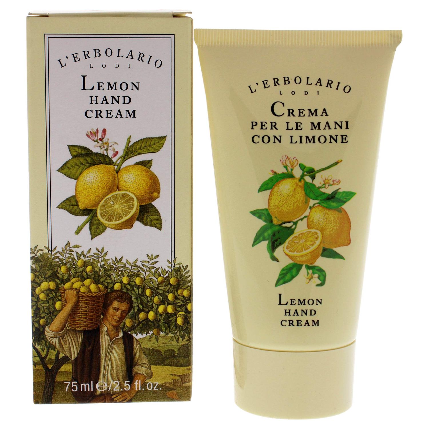 LErbolario Lemon Hand Cream - Dry Hands Hand Lotion with Hydrating Glycerin - Shields Skin from Dryness and Redness - Refreshing Lemon Scent - 2.5 oz