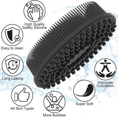 Metene 2 Pack Silicone Body Scrubber, Exfoliating Body Scrubber for Use in Shower,Lathers Well, Long Lasting, Soft Body Scrubber for Shower and Bath Skincare Routine(Black).