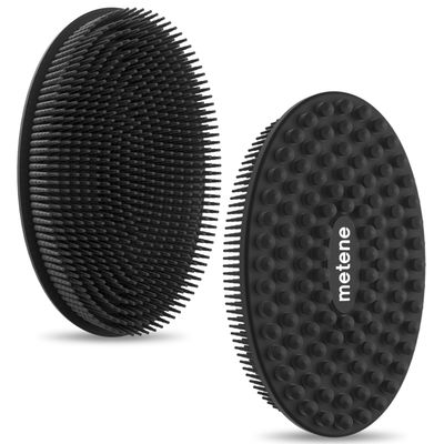 Metene 2 Pack Silicone Body Scrubber, Exfoliating Body Scrubber for Use in Shower,Lathers Well, Long Lasting, Soft Body Scrubber for Shower and Bath Skincare Routine(Black).