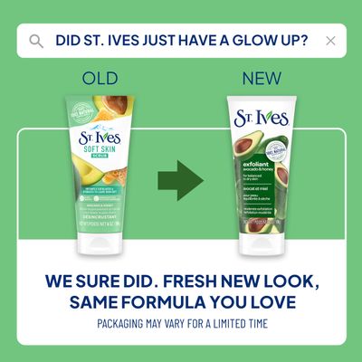 St. Ives Soft Skin Face Scrub, Avocado &amp; Honey Moderate Exfoliator For Soft, Smooth Skin, Oil-free Facial Scrub Made with 100% Natural Exfoliants, 6 oz, 6 Pack