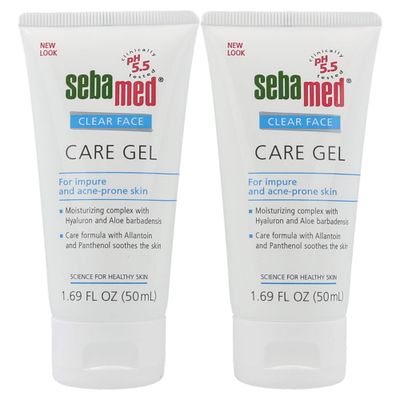 Sebamed Clear Face Care Gel (50mL) with Aloe Vera and Hyaluronic Acid for Impure and Acne Prone Skin - Made in Germany - Pack of 2