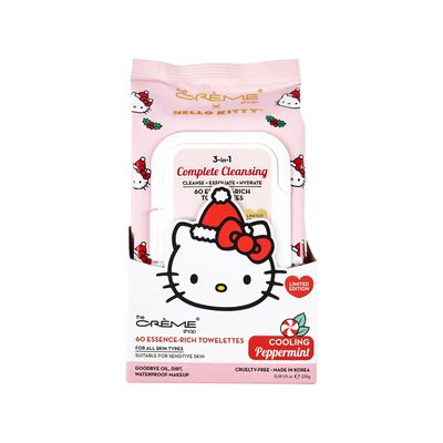 The Crme Shop x Hello Kitty 3-IN-1 Towelettes: Cooling Peppermint - Cleanse, Exfoliate, Hydrate Wipes for Face &amp; Body - All Skin Types - Refreshing with Peppermint &amp; Allantoin