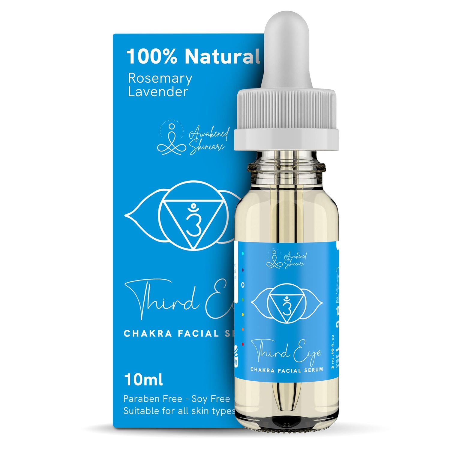 Third Eye Chakra Facial Serum Essential Oil Blend, Natural &amp; Organic Moisturizing Serum for Face with Sunflower, Argan, Apricot, Rosemary, Lavender Oils for Spiritual Journey, Peace, Deeper Connection