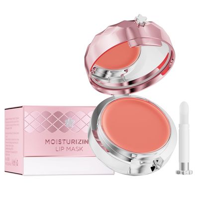 Vawolecy Moisturizing Lip Mask, Moisture &amp; Collagen Booster Lip Sleeping Mask with Mirror, Sleeping Lip Butter Balm