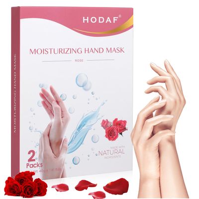 YANGMUM Mothers Day Gifts for Mom, 2 Pair Repairing Hand Mask Moisturizing Glove for Dry Hands,Dry Skin Spa Masks Hand Cream &amp; Lotion,Unique Plant Formula Paraben Free, Rose Scent